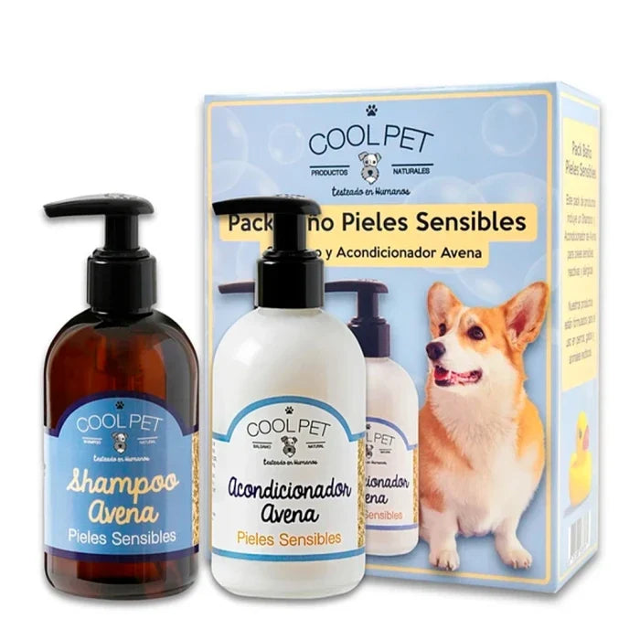 V-coolpet Pack baño pieles sensibles shampoo y acondicionador Avena 250ml - imagen 1