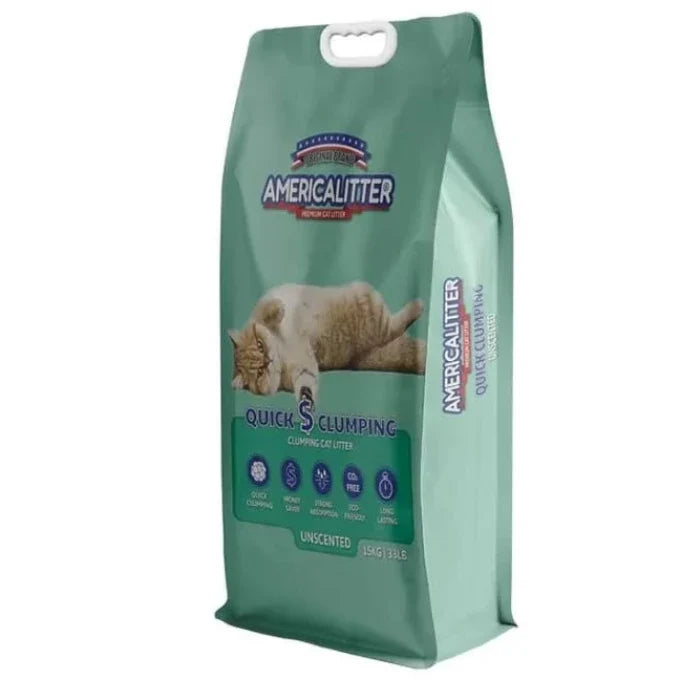 America Litter Quick Clumping Sin Aroma 20kg - imagen 1