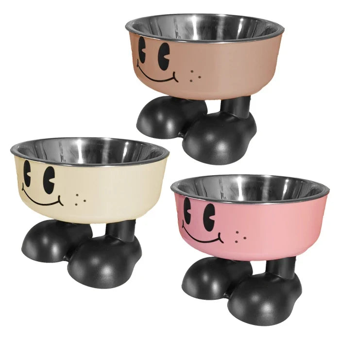 Plato para mascotas elevado Sonrisa Happy con botitas