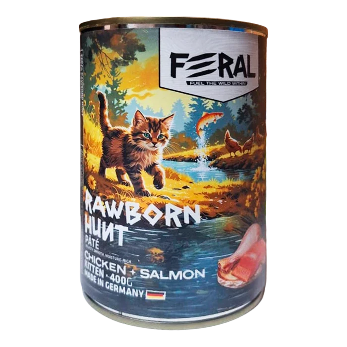 Feral Rawborn Hunt - Gatitos Pollo y Salmón húmedo - 400gr - imagen 1