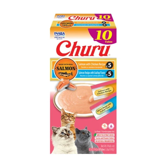 Churu Salmón Variedades - Pack 10 - Salmon & Chicken + Salmon & Scallop - imagen 1