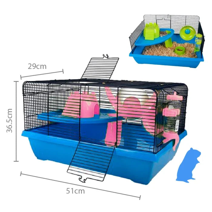 Jaula hamster full equipada (51*36.5*29 cm) Rosado-Celeste - imagen 1