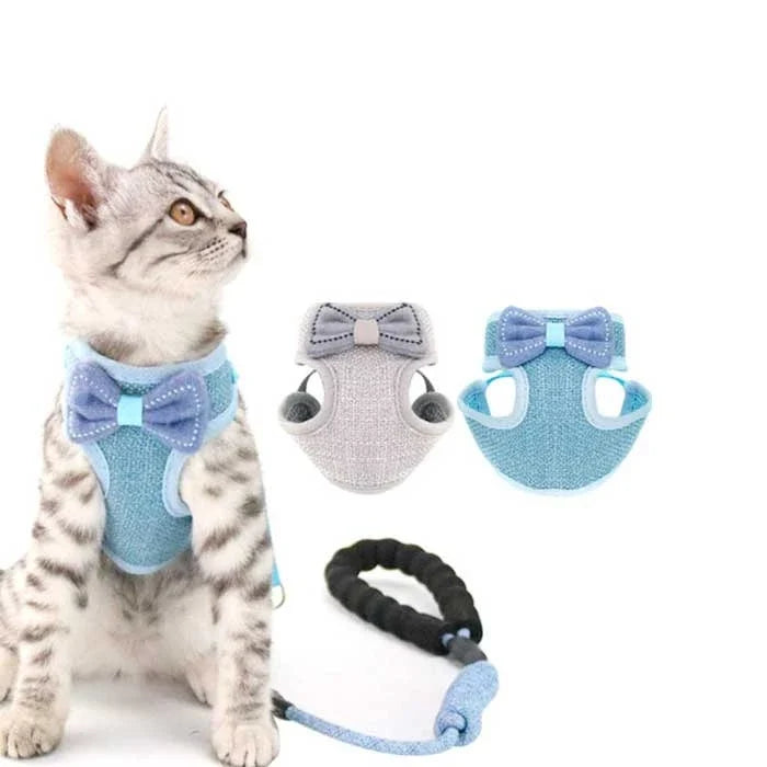 Arnés para gatos con moño traílla ergonómico