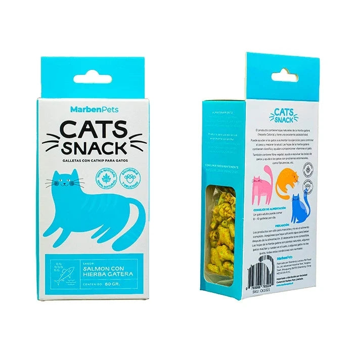 Cats Snack Galletas Con Hierba Gatera Sabor Salmón 80G - imagen 1