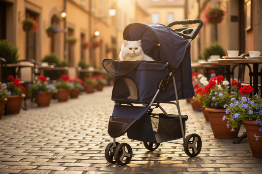 Coche mascotas azul calle europea