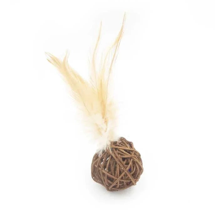 Juguete Bola de Rattan con Plumas - imagen 1