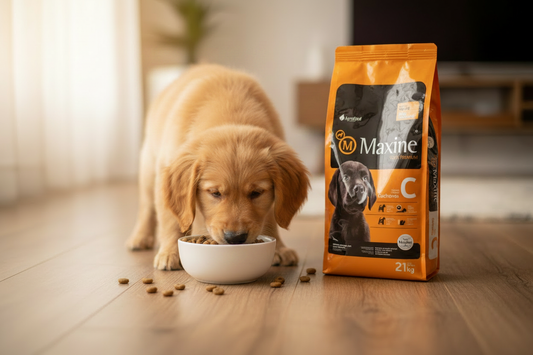 Maxine Cachorro - Golden Retriever comiendo