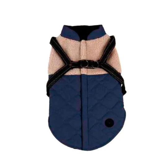 Parka outdoor y arnes para perros Azul