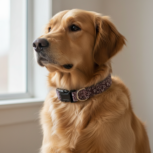 Perro con collar diseño corazones