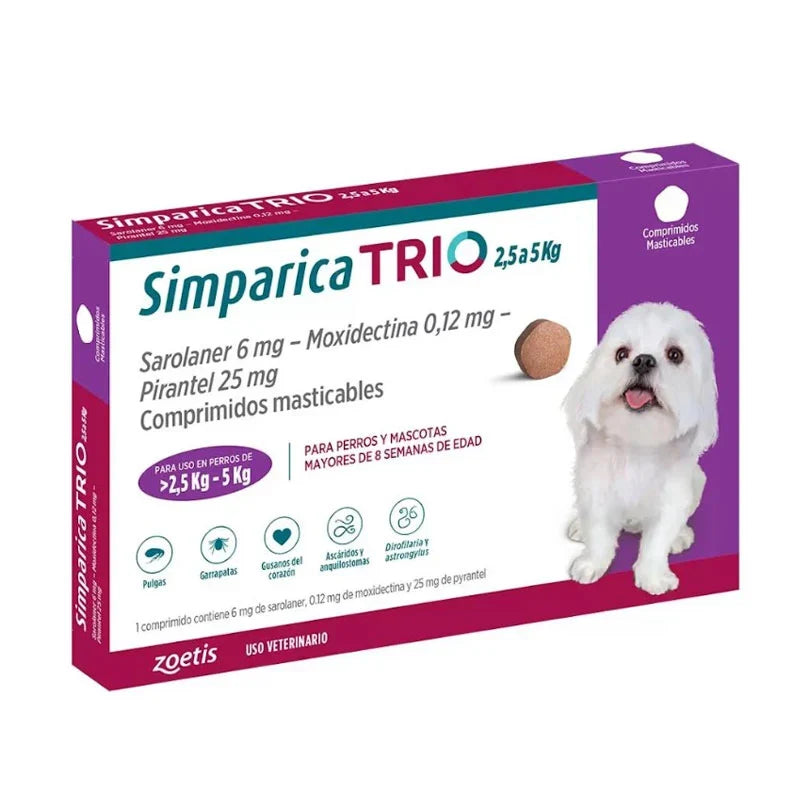 Simparica Trio X1 Comprimido Masticable para perros 2.5-5kg