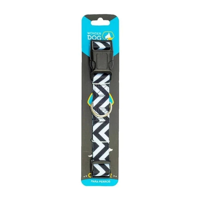 Wonder Dog Collar Diseño Zigzag Blanco y Negro - Pethome
