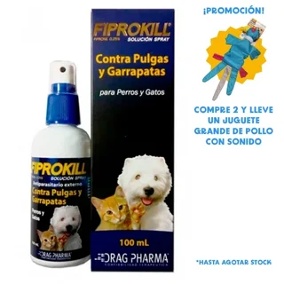 Fiprokill Elimina Pulgas y Garrapatas 100ML para perros y gatos
