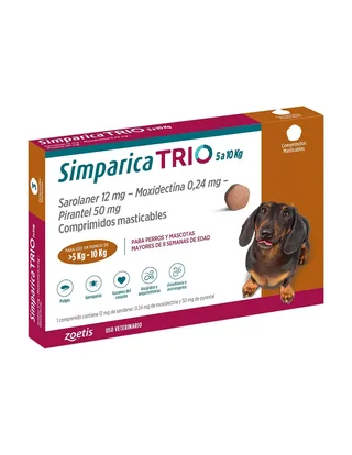Simparica Trio X3 Comprimido Masticable para perros 5 - 10 KG