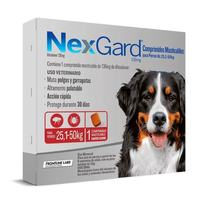 Nexgard Antiparasitario 1 Comprimido 25,1 a 50 KG - imagen 1