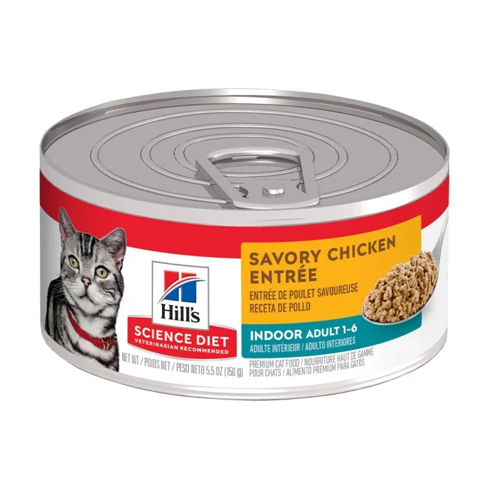 Hills feline adult indoor savory chicken entrée lata 156 gr - imagen 1