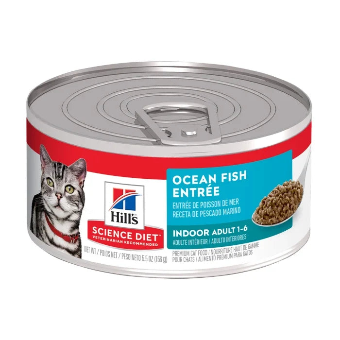 Hills feline adult indoor ocean fish entrée lata 156 gr - imagen 1