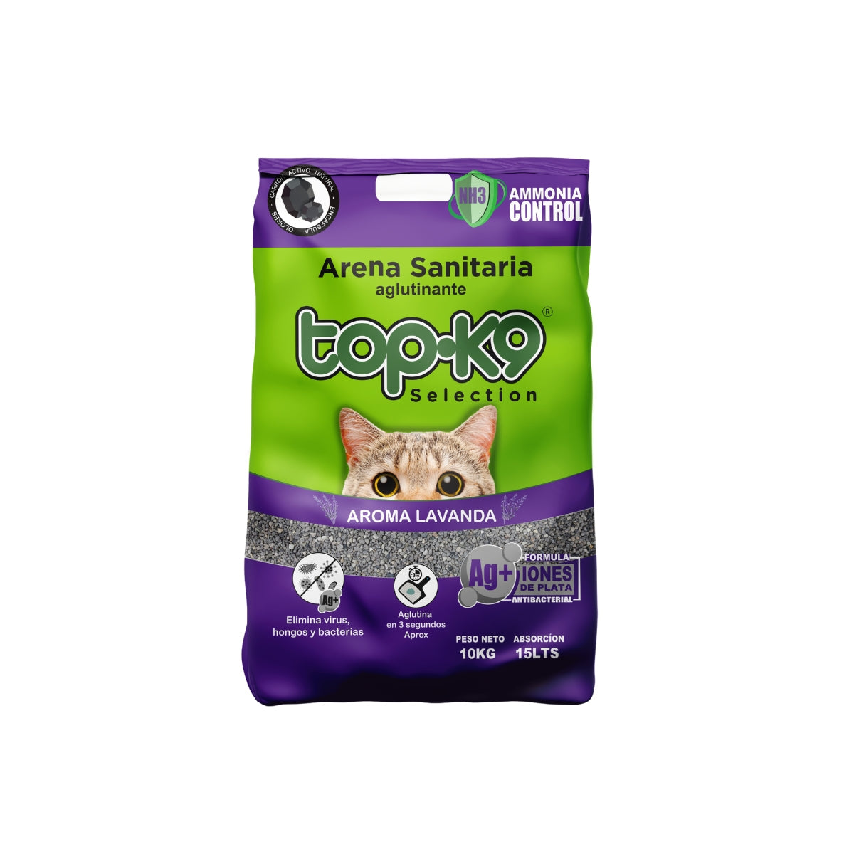 TopK9 Arena sanitaria aglutinante iones aroma Lavanda