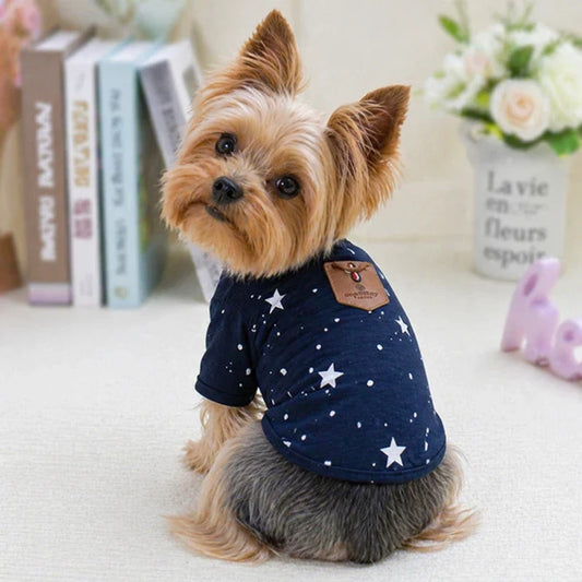Camiseta con mangas diseño de estrellas para perros y gatos