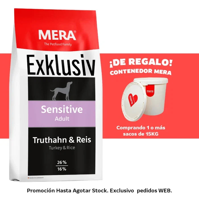 MERA Perros Adultos M-Exklusiv Sensitive Pavo y Arroz (Truthahn & Reis) 15K - imagen 1