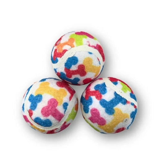 3 PELOTAS ESTILO TENIS DISEÑO HUESOS - imagen 1