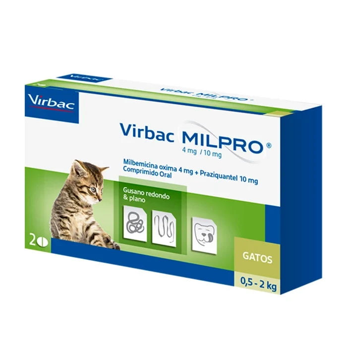 Virbac milpro 4/10 mg gatitos 0.5 -2kg x 2 comprimidos - imagen 1