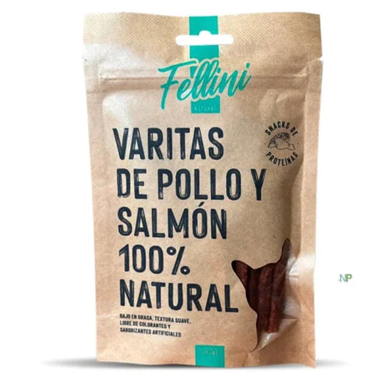 Fellini snacks varitas pollo salmon natural 50gr - imagen 1