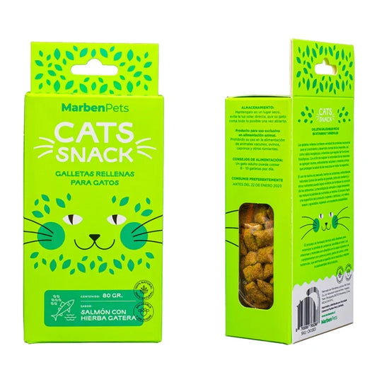 Cats Snack Galletas Rellenas con Salmón y Hierba gatera - imagen 1