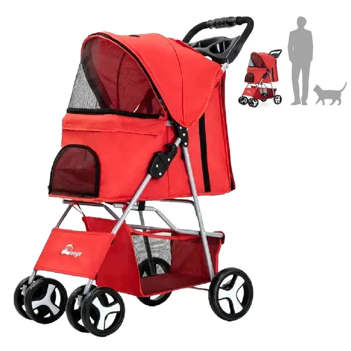 Coche para mascotas 4 ruedas Rojo Capacidad 84 x 45 x 34cm. - imagen 1