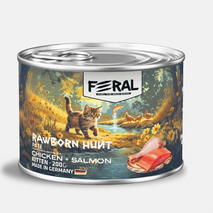 Feral Rawborn Hunt - Gatitos Pollo y Salmón húmedo - 200gr - imagen 1