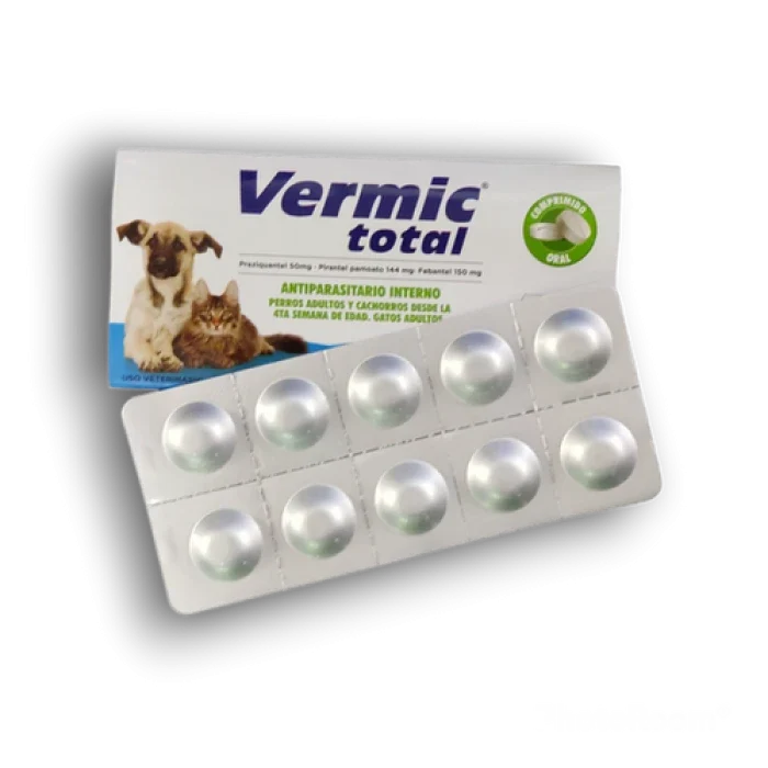 Vermic Total antiparasitario interno para perros y gatos 10 comprimidos