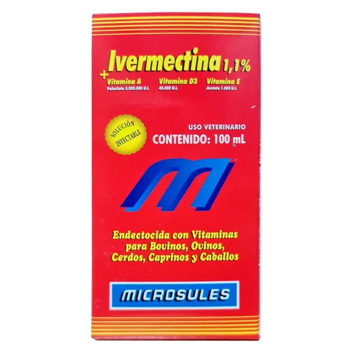 Ivermectina + Vitamina A, D3 y E 100ML - Equinos, Bovinos, Ovinos, Caprinos y Porcinos - imagen 1