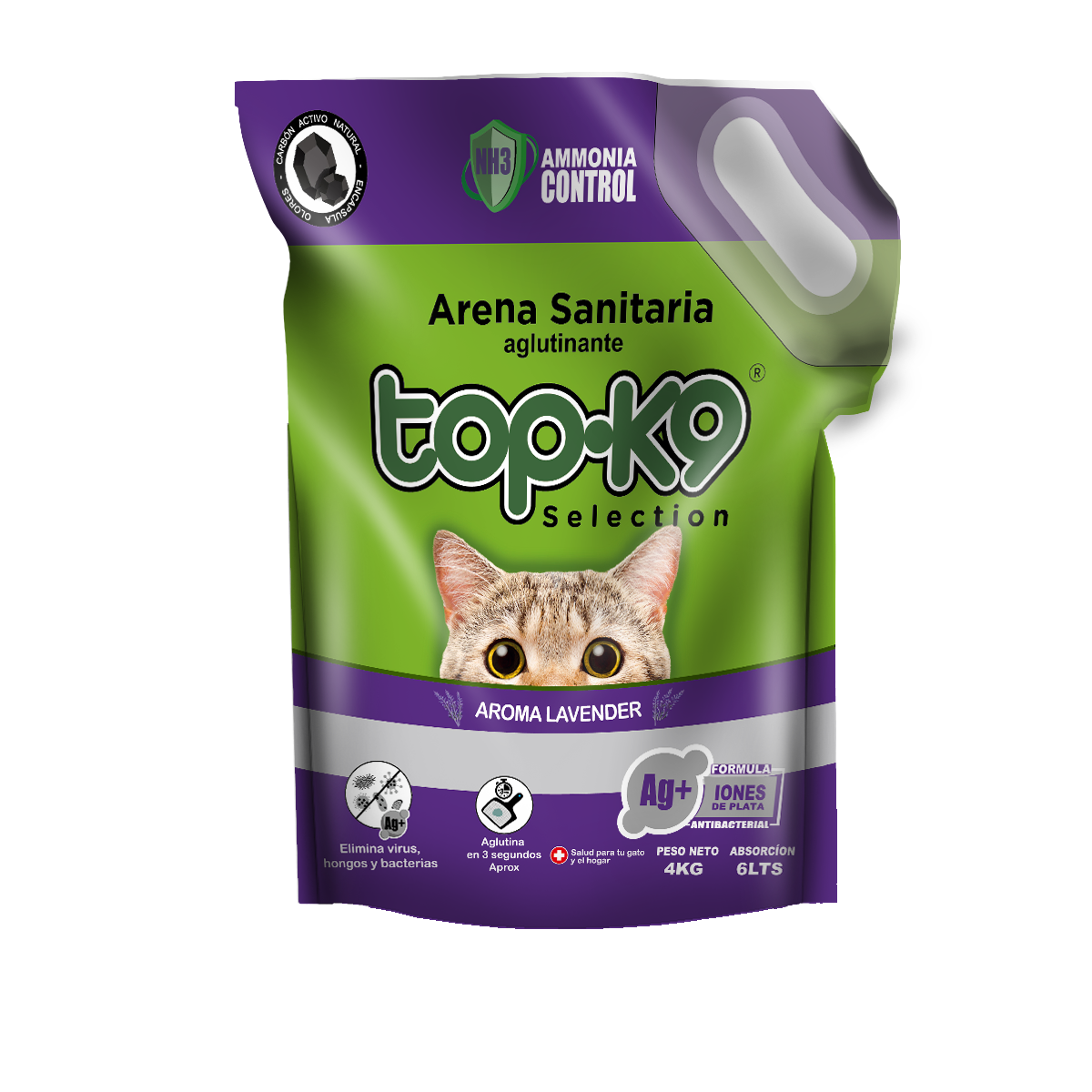 TopK9 Arena sanitaria aglutinante iones aroma Lavanda