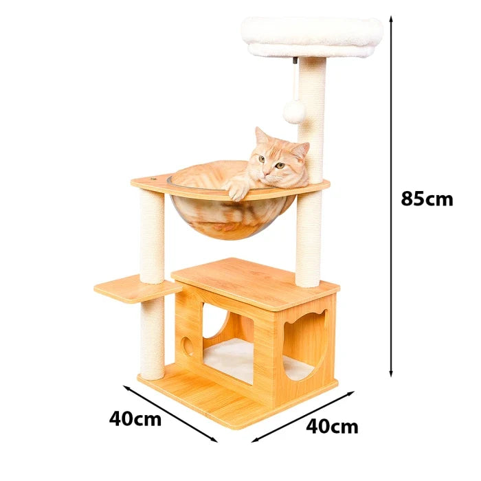 Rascador con capsula y casa madera 85cm - imagen 1