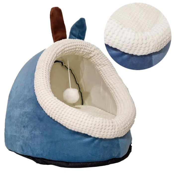 Cama Casa tipo Cueva para gatos y perros pequeños Azul - imagen 1