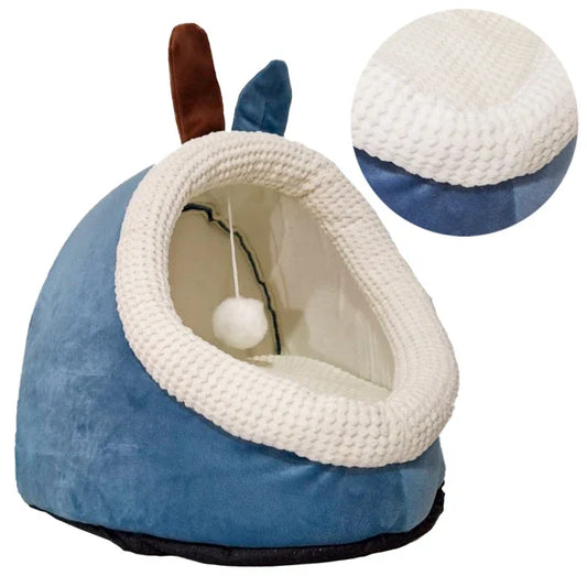 Cama Casa tipo Cueva para gatos y perros pequeños Azul - imagen 1