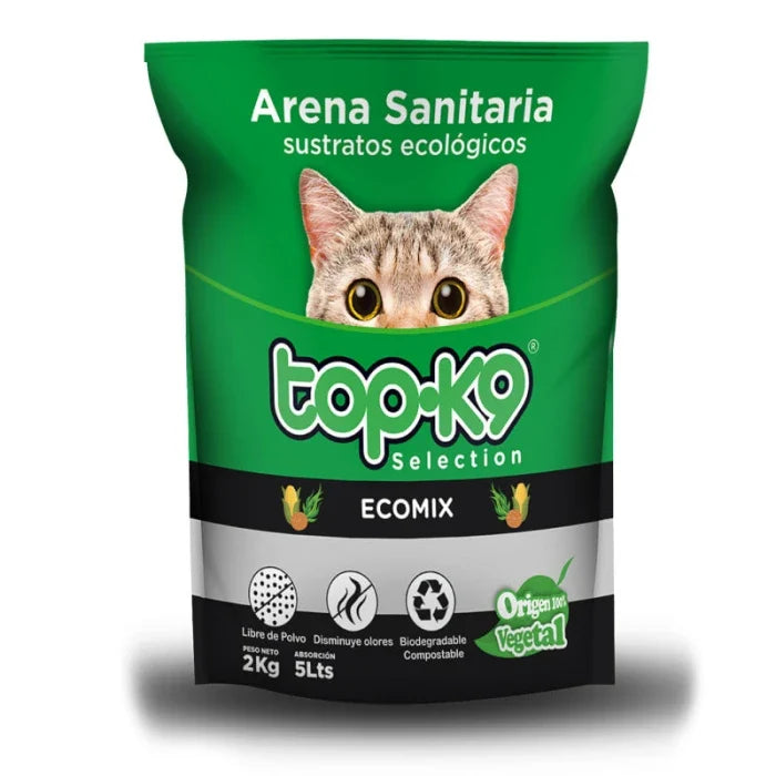 Gravilla sanitaria vegetal biodegradable para gatos TopK9 ecomix 2 kg - imagen 1