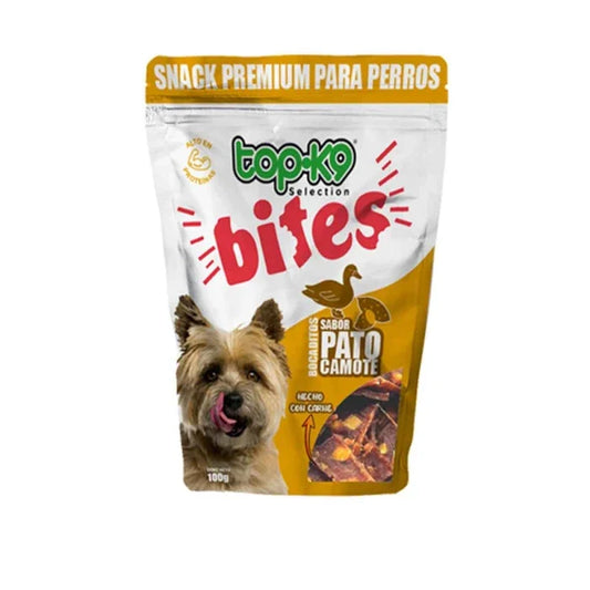 SNACK TOPK9 BITE BOCADITOS PATO / CAMOTE 100 GRS - imagen 1