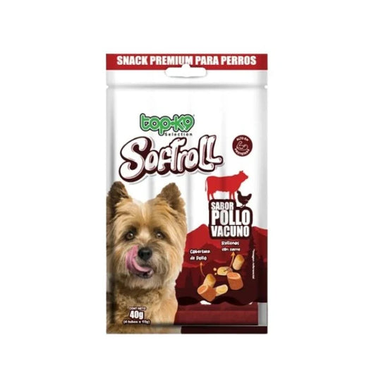 SNACK TOPK9 SOFTROLL POLLO/VACUNO 4 x 10 GRS - imagen 1