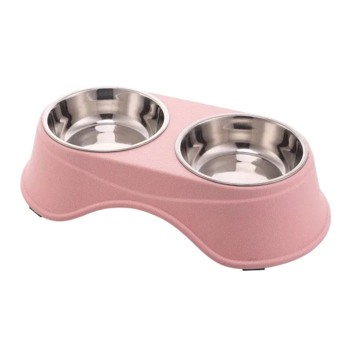 Plato doble de acero inoxidable en altura 2 Rosado - imagen 1