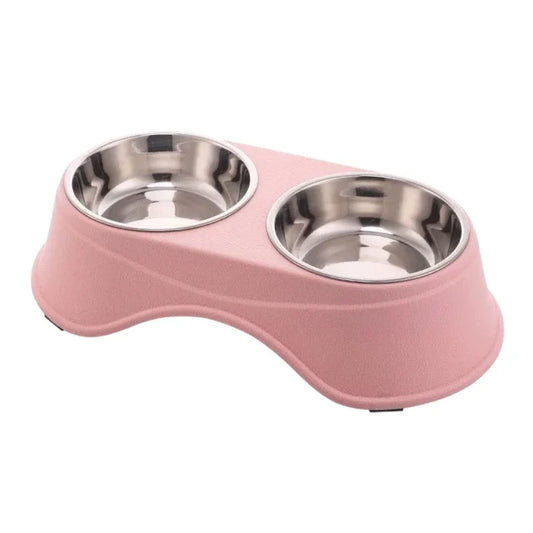 Plato doble de acero inoxidable en altura 2 Rosado - imagen 1