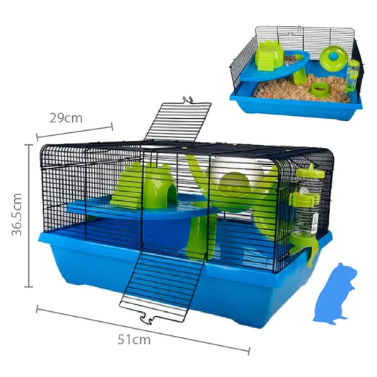 Jaula hamster full equipada (51*36.5*29 cm) Verde-Celeste - imagen 1