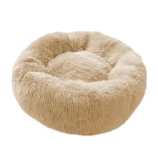Cama Antiestrés de felpa para perros y gatos - Beige