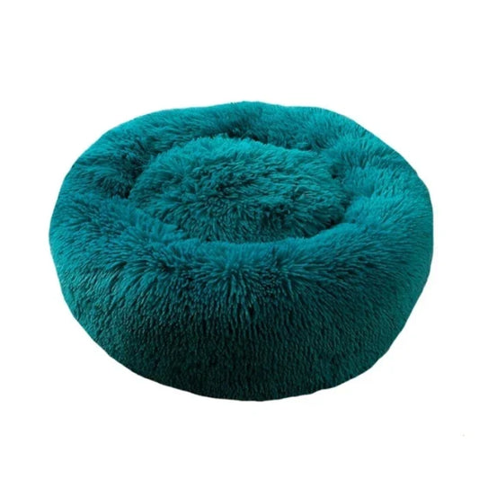 Cama Antiestrés de felpa para perros y gatos - Verde Oscuro