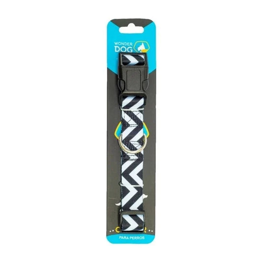 COLLAR L (1.9*35‐50 CM) DISEÑO ZIGZAG BLANCO Y NEGRO WONDER DOG - Pethome