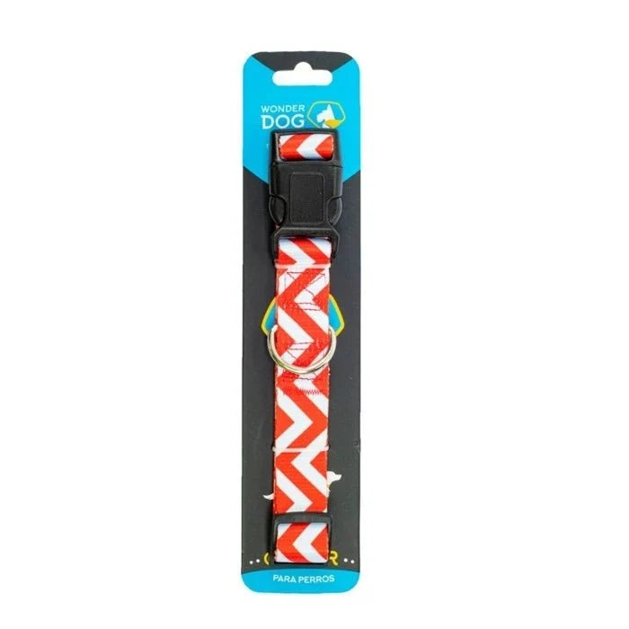 COLLAR M (1.6*30‐45 CM) DISEÑO ZIGZAG ROJO WONDER DOG - Pethome