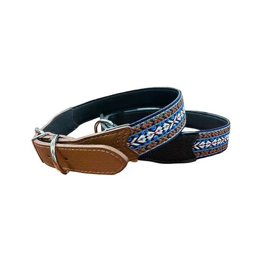 Collar Tejido y Eco Cuero Para Perro