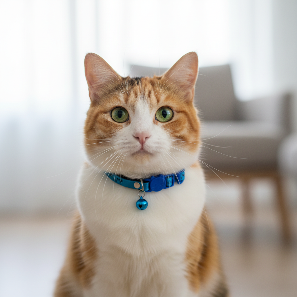 Gato collar azul