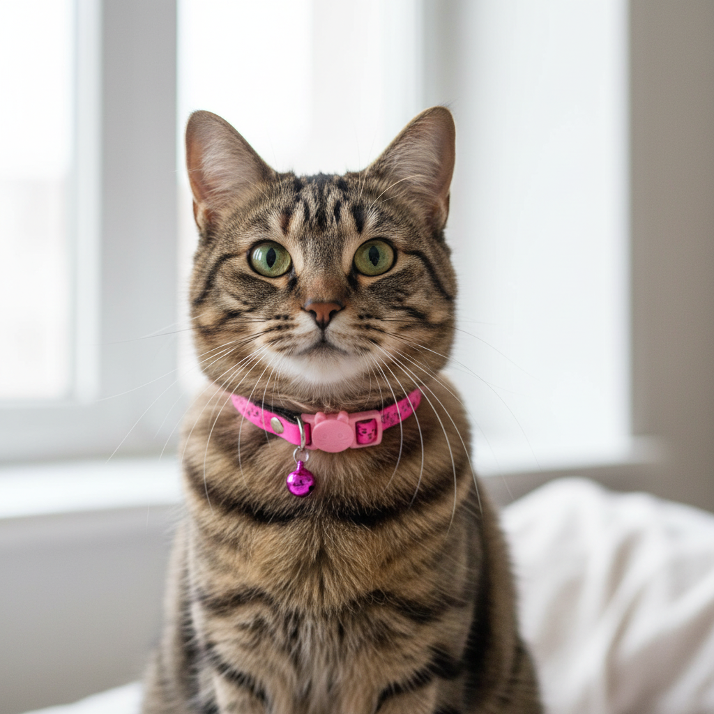 Gato collar rosado