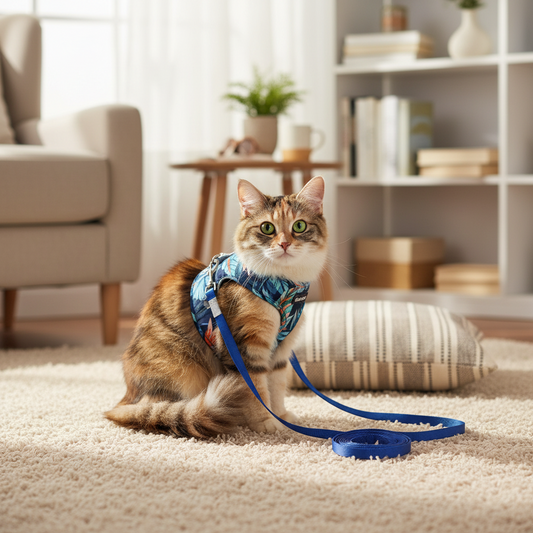 Arnés para Gatos con Correa Azul