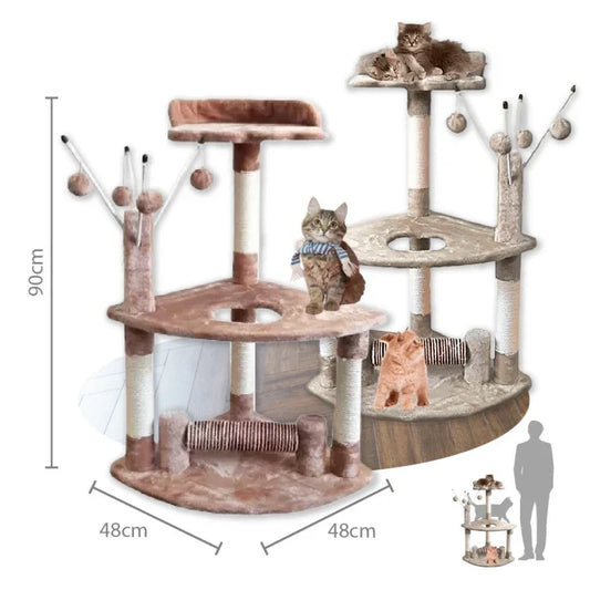 Rascador Torre Mediano Con Varillas y Juguetes para gatos 90cm